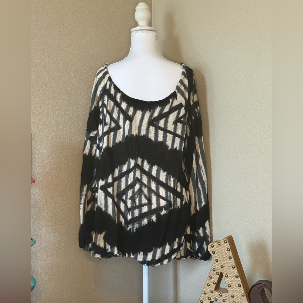 Free People/OneTeaspoon Black & Cream Santarini Peasant Blouse | Size XS - Picture 4 of 6